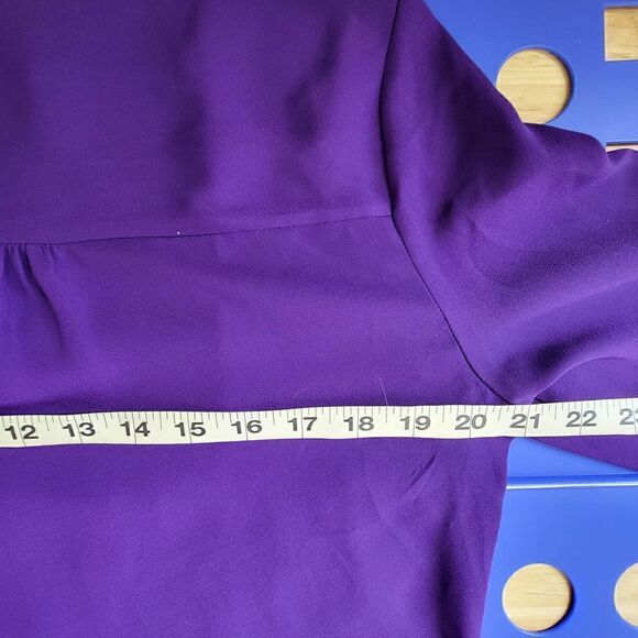 Worthington Long Sleeve Button Front Blouse Purple Size Petite Medium - Picture 8 of 13